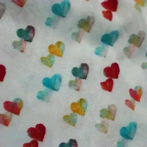 JANE & DELANCEY Flowy Ruffle Rainbow Heart Button Roll Tab Sleeve Blouse Women M - Picture 11 of 11